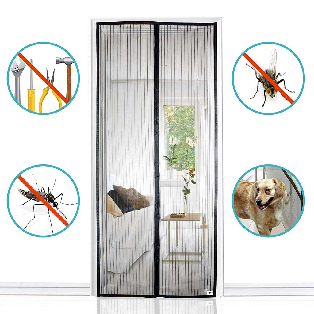 Magnet Tür Fliegengitter Insektenschutz HxB 210x90 cm Schwarz Ideal für Balkontür Kellertür Terassentür Einfache Klebemontage Haustiergeeignet Kinderfreundlich 20190724