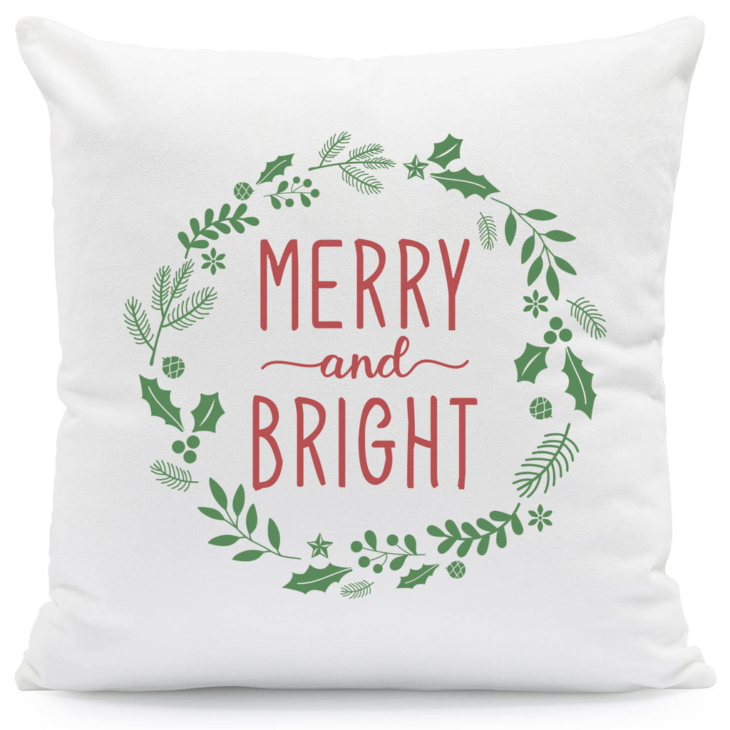 Kissen mit Weihnachtsmotiv - Merry and Bright - Weihnachtsdeko - Geschenke für Frauen & Männer