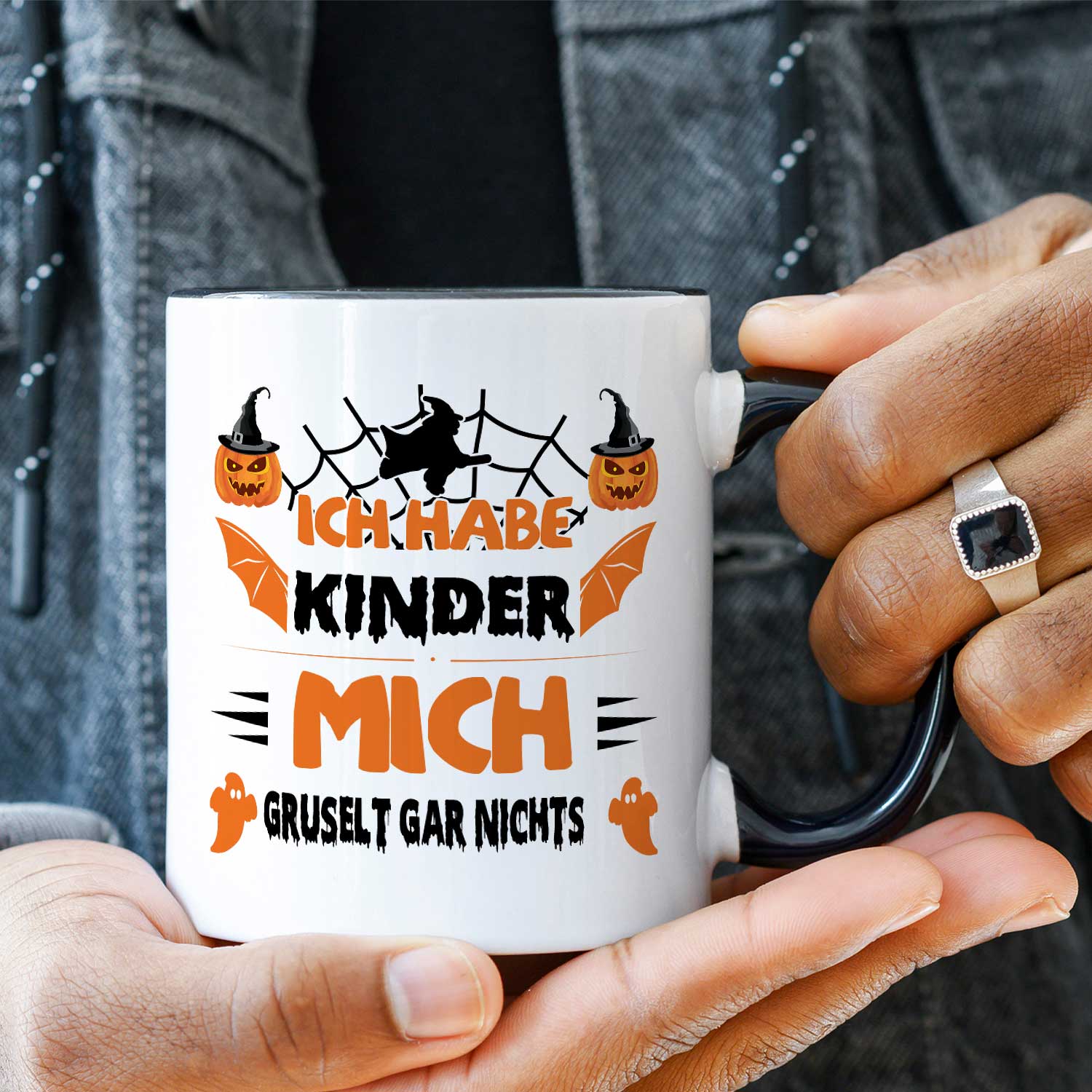 Bedruckte Tasse mit Spruch Ich habe Kinder mich gruselt gar nichts