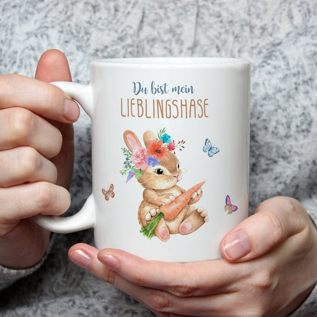 Bedruckte Tasse mit Spruch Lieblingshase