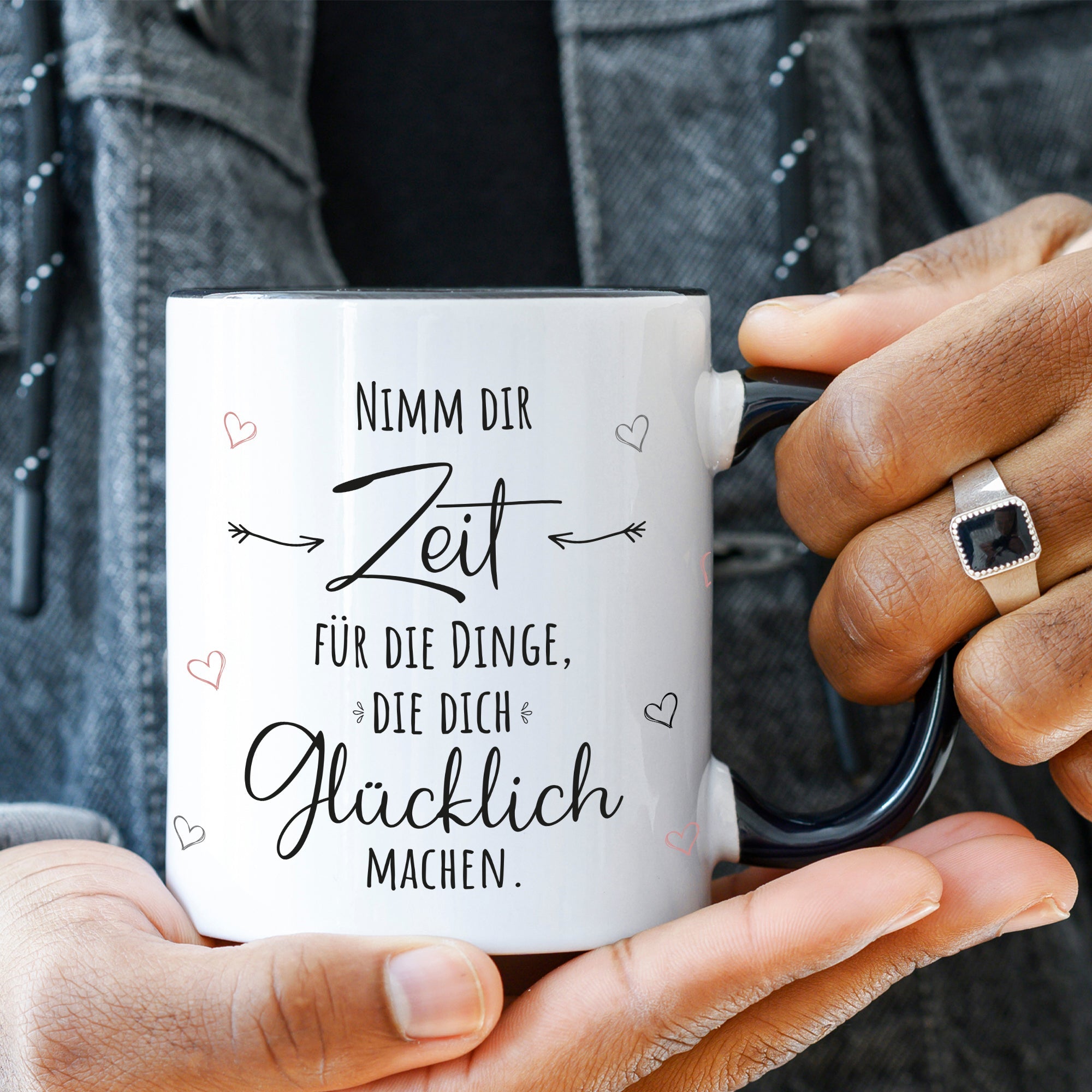 Bedruckte Tasse mit Spruch Nimm dir Zeit