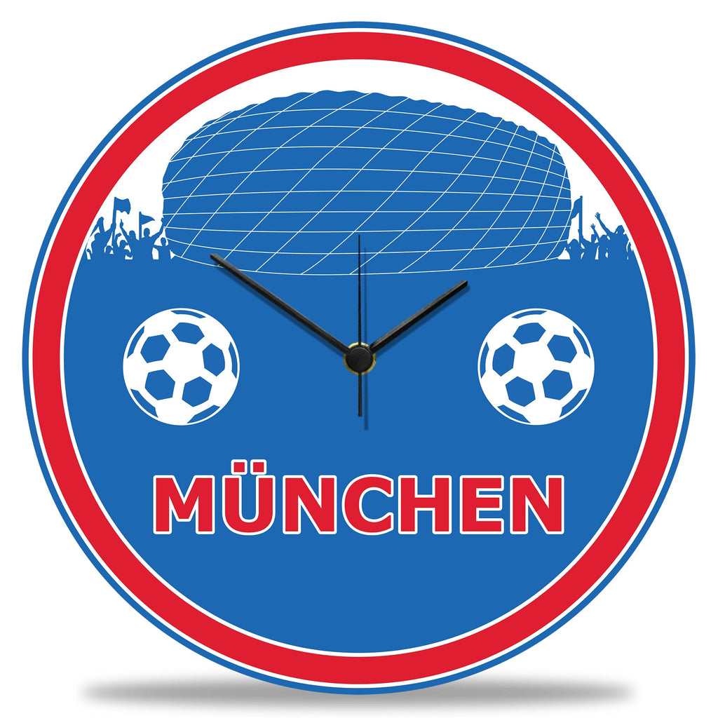 Wanduhr aus Holz Vereinsliebe München - mit UV Druck