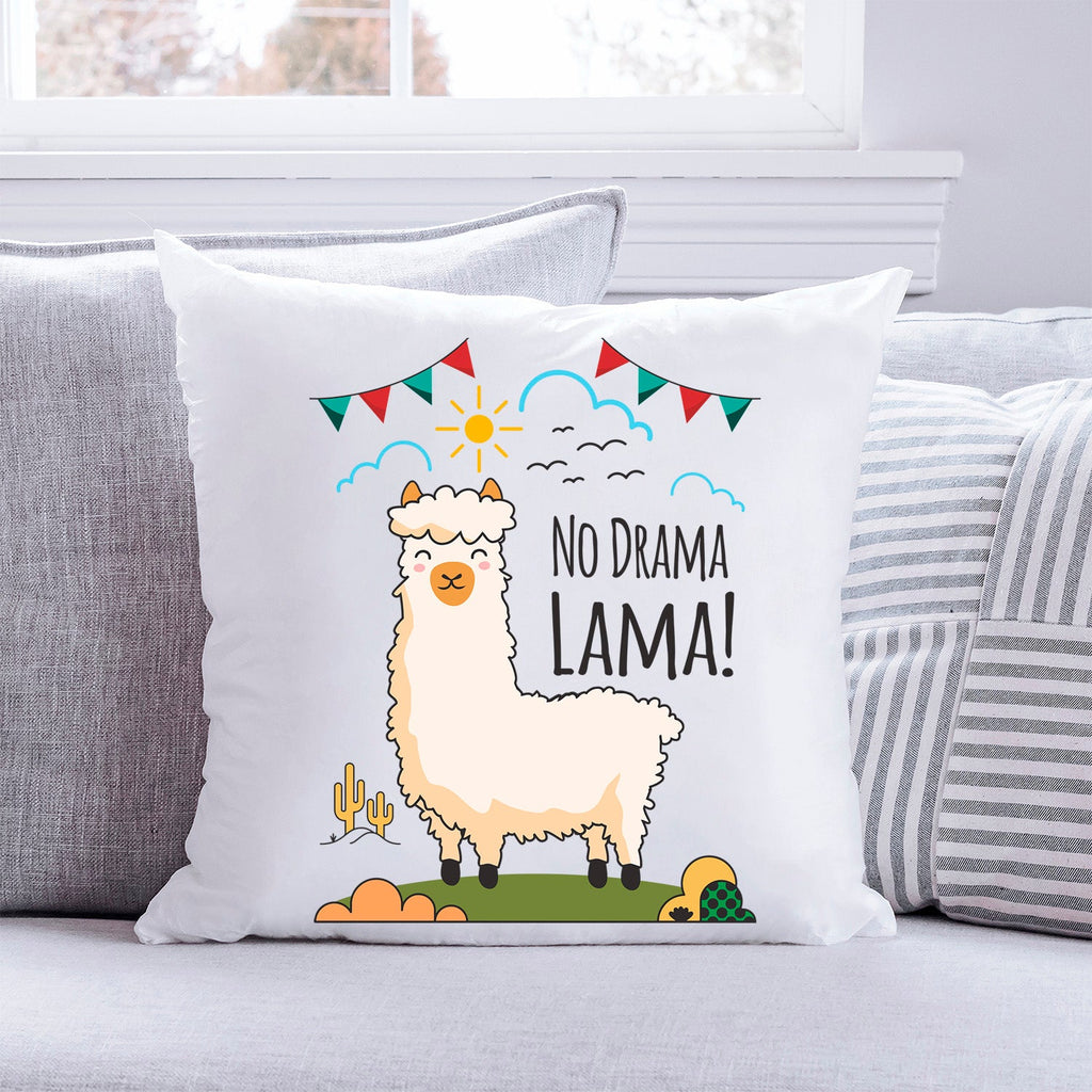 Bedrucktes Kissen mit Spruch No Drama Lama