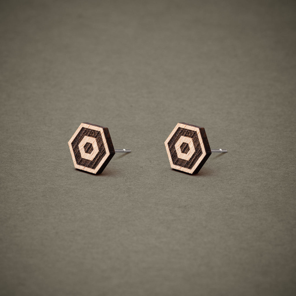 Ohrstecker aus Holz | Hexagon N°1