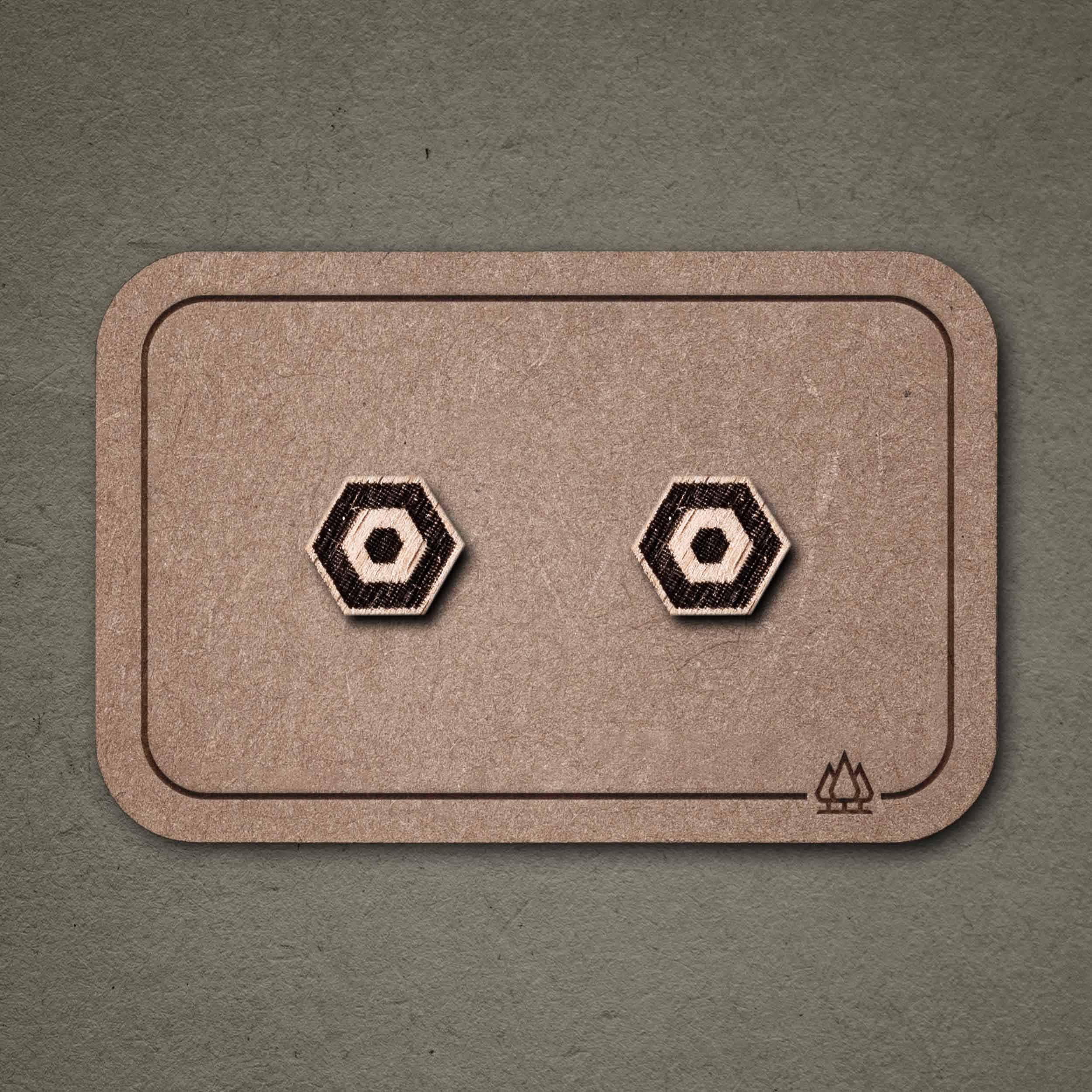 Ohrstecker aus Holz | Hexagon N°1