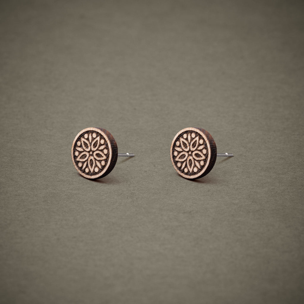 Ohrstecker aus Holz | Mandala N°1