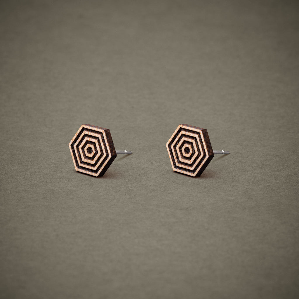 Ohrstecker aus Holz | Hexagon N°2