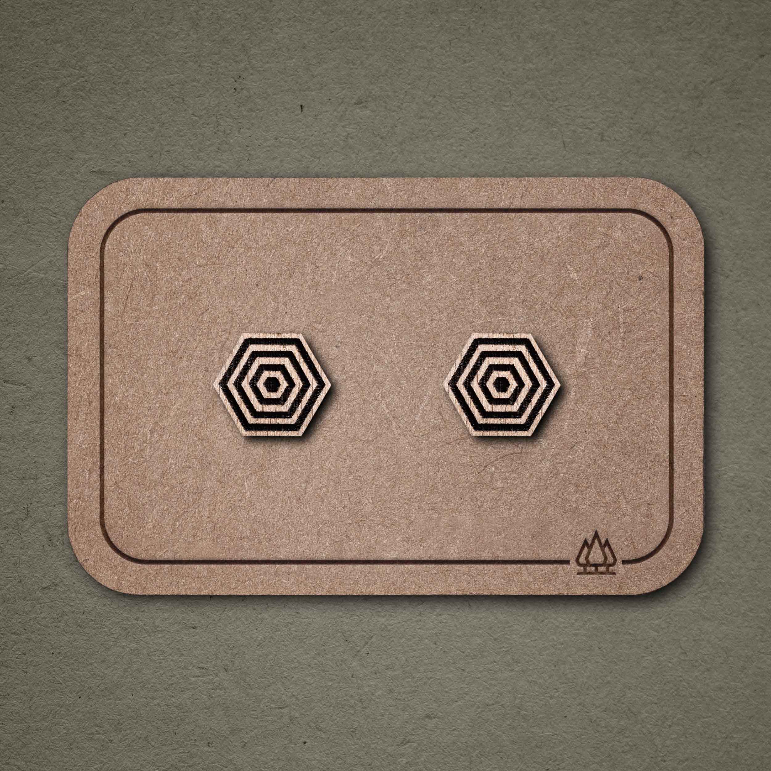 Ohrstecker aus Holz | Hexagon N°2
