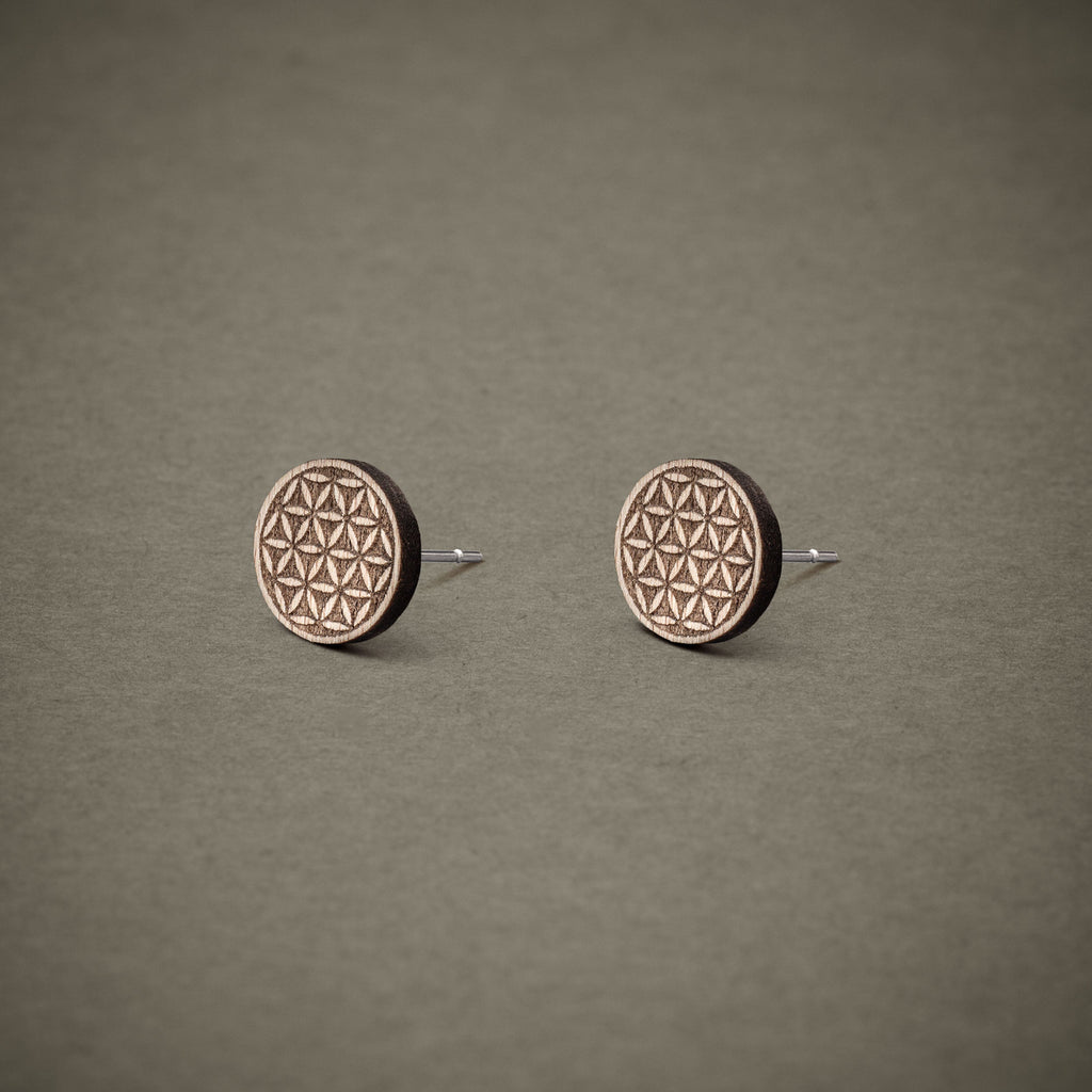 Ohrstecker aus Holz | Blume des Lebens