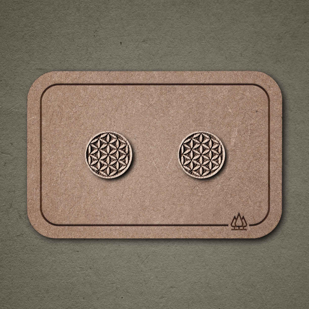 Ohrstecker aus Holz | Blume des Lebens