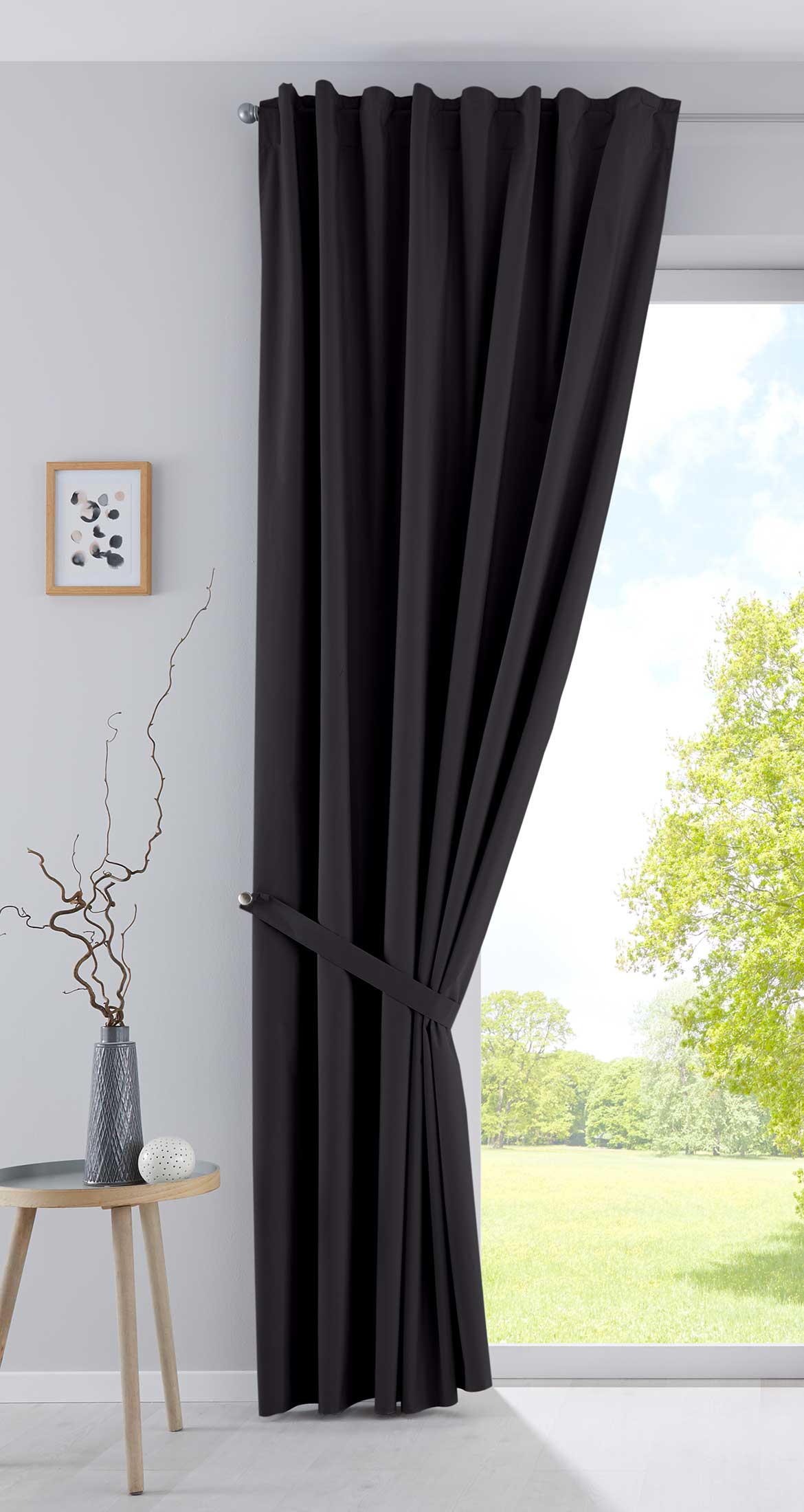 Outdoor Verdunklung Vorhang »DARK« 100% Blickdicht Schlaufen Kräuselband Raffhalter Softshell Material Lichtundurchlässig 10000350