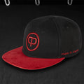 Snapback Cap - Black & Red-Suede