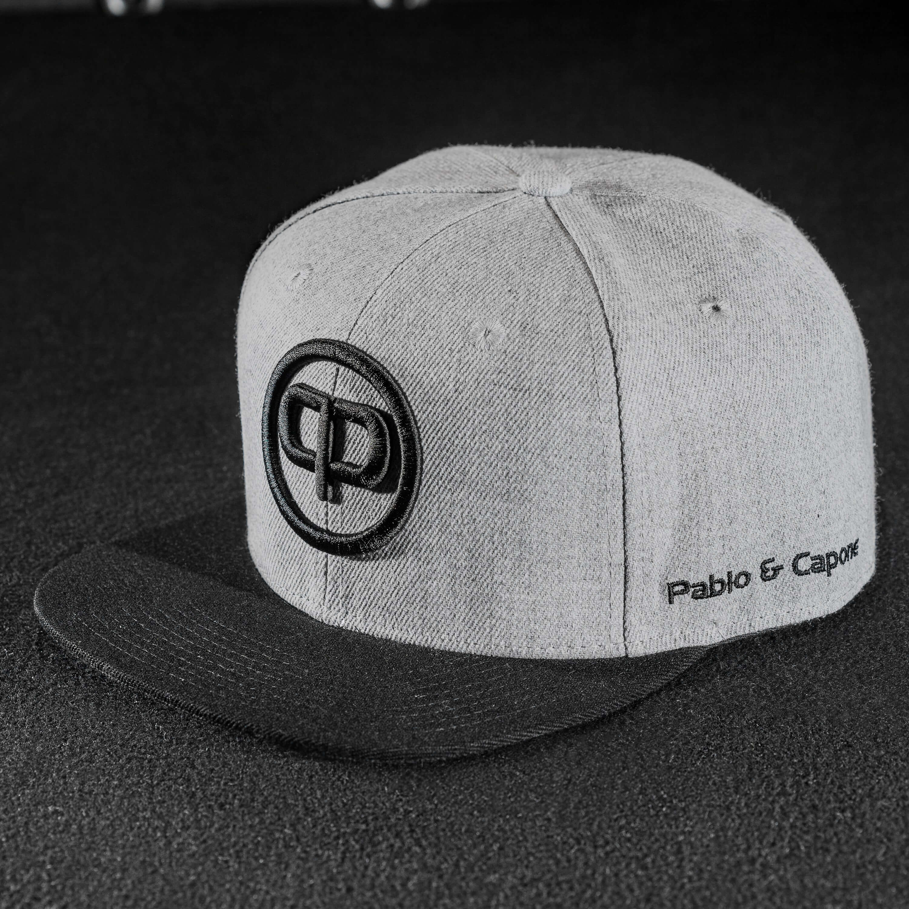 Snapback Cap - Grey on Black