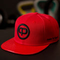 Snapback Cap - Red Leather & Black