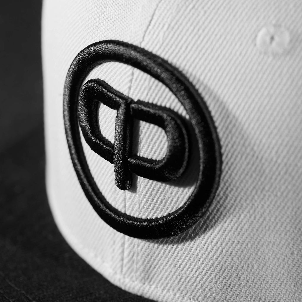 Snapback Cap - White on Black