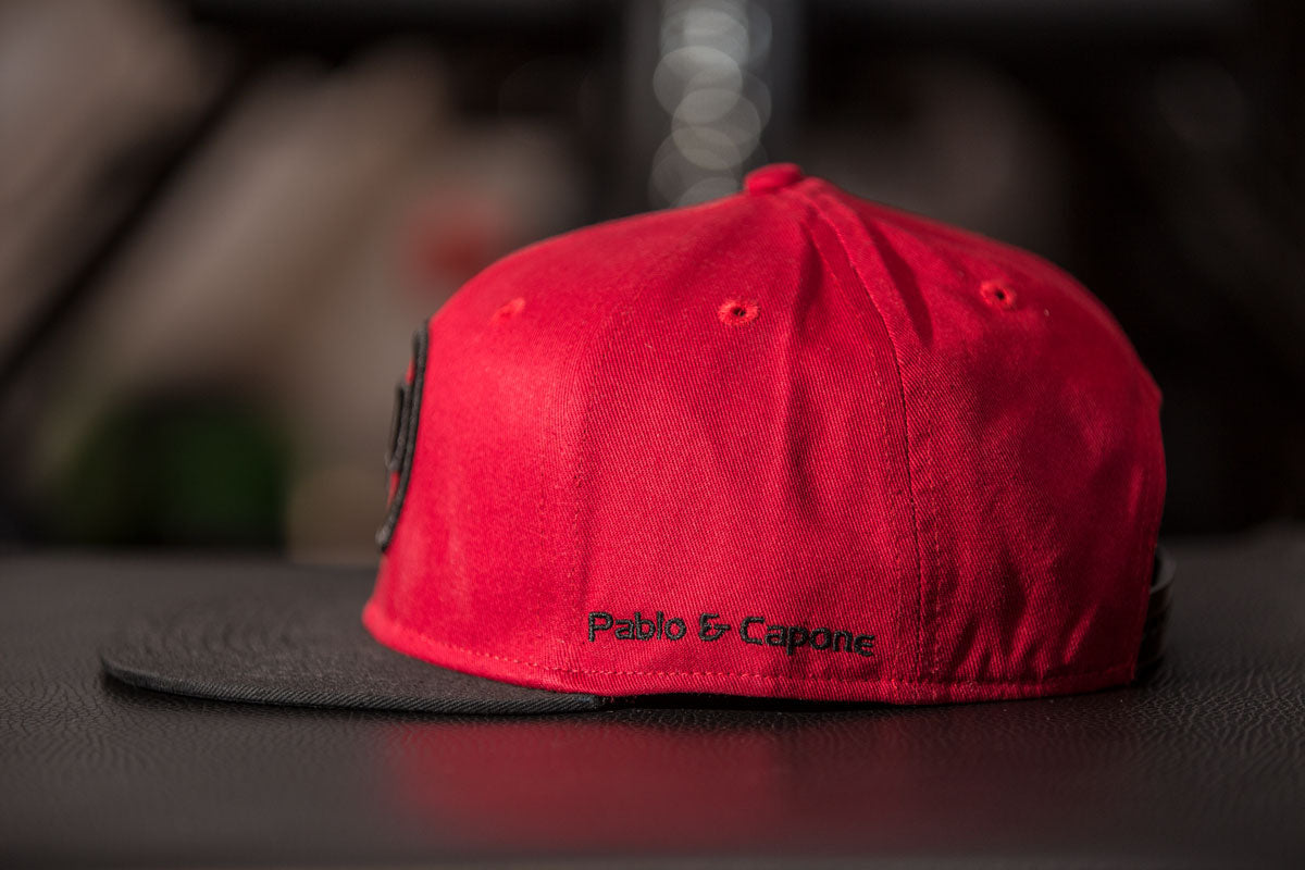 Snapback Cap - Burgundy on Black
