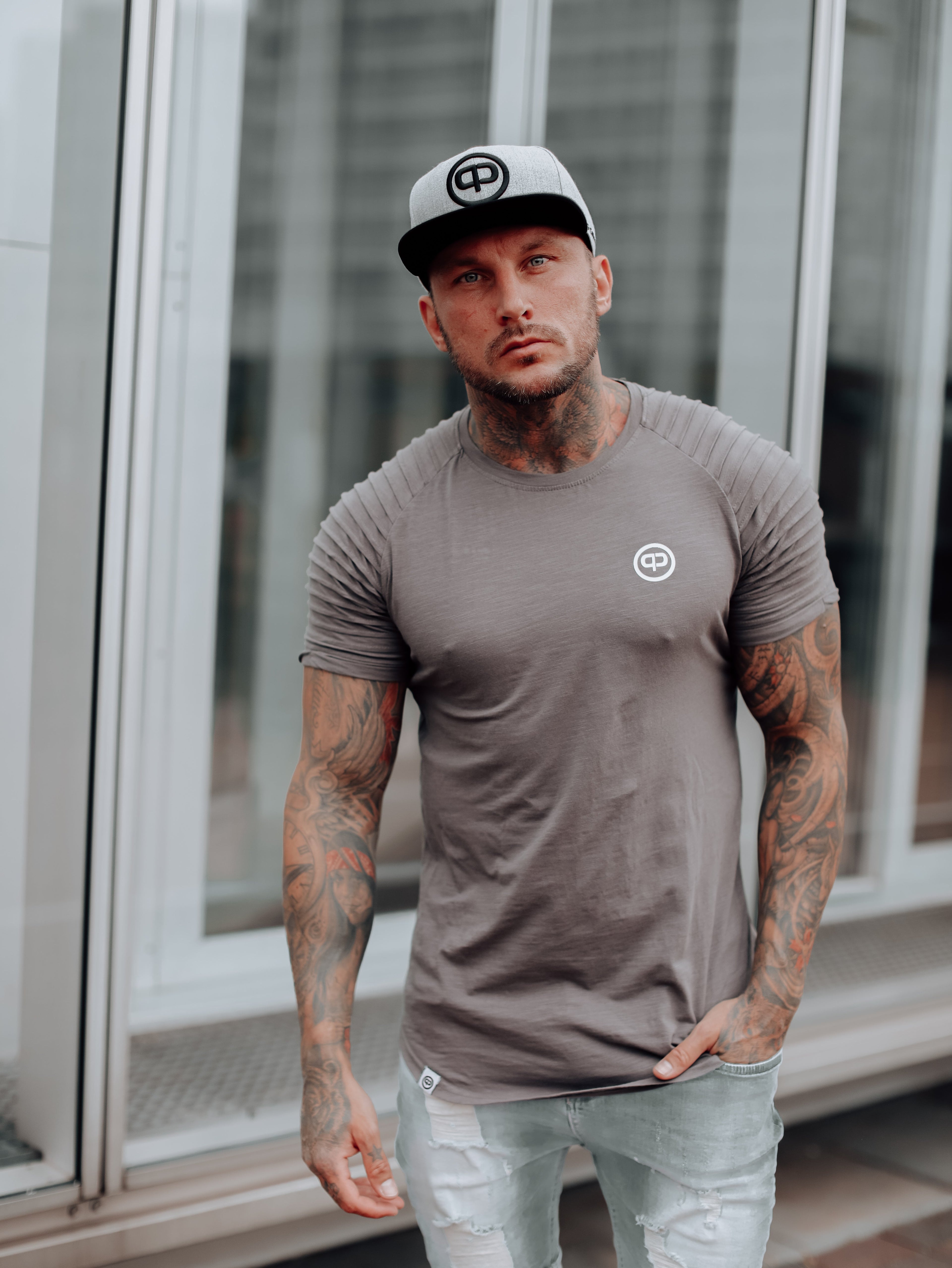 Snapback Cap - Grey on Black