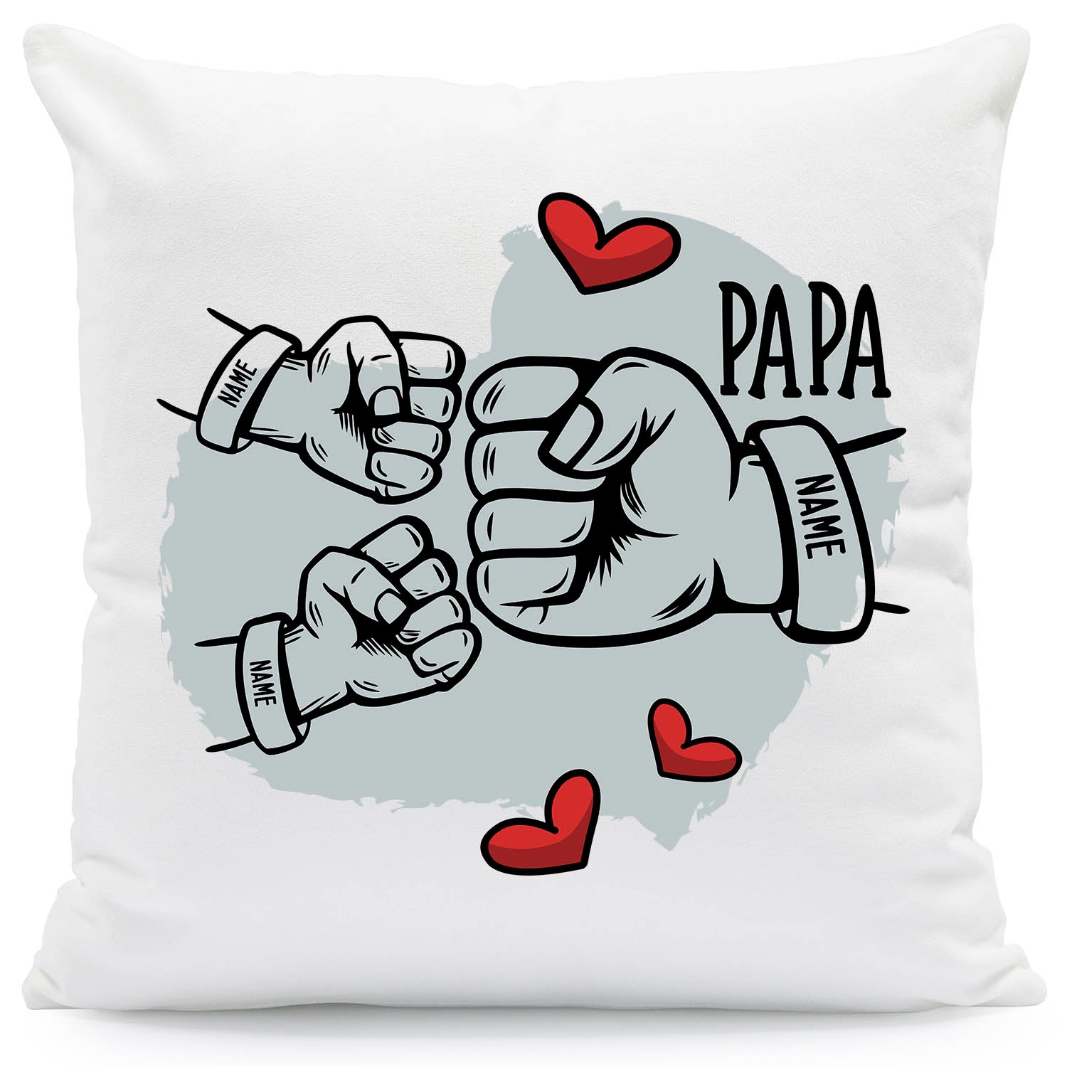 Bedrucktes Kissen mit Motiv Papa fist bump