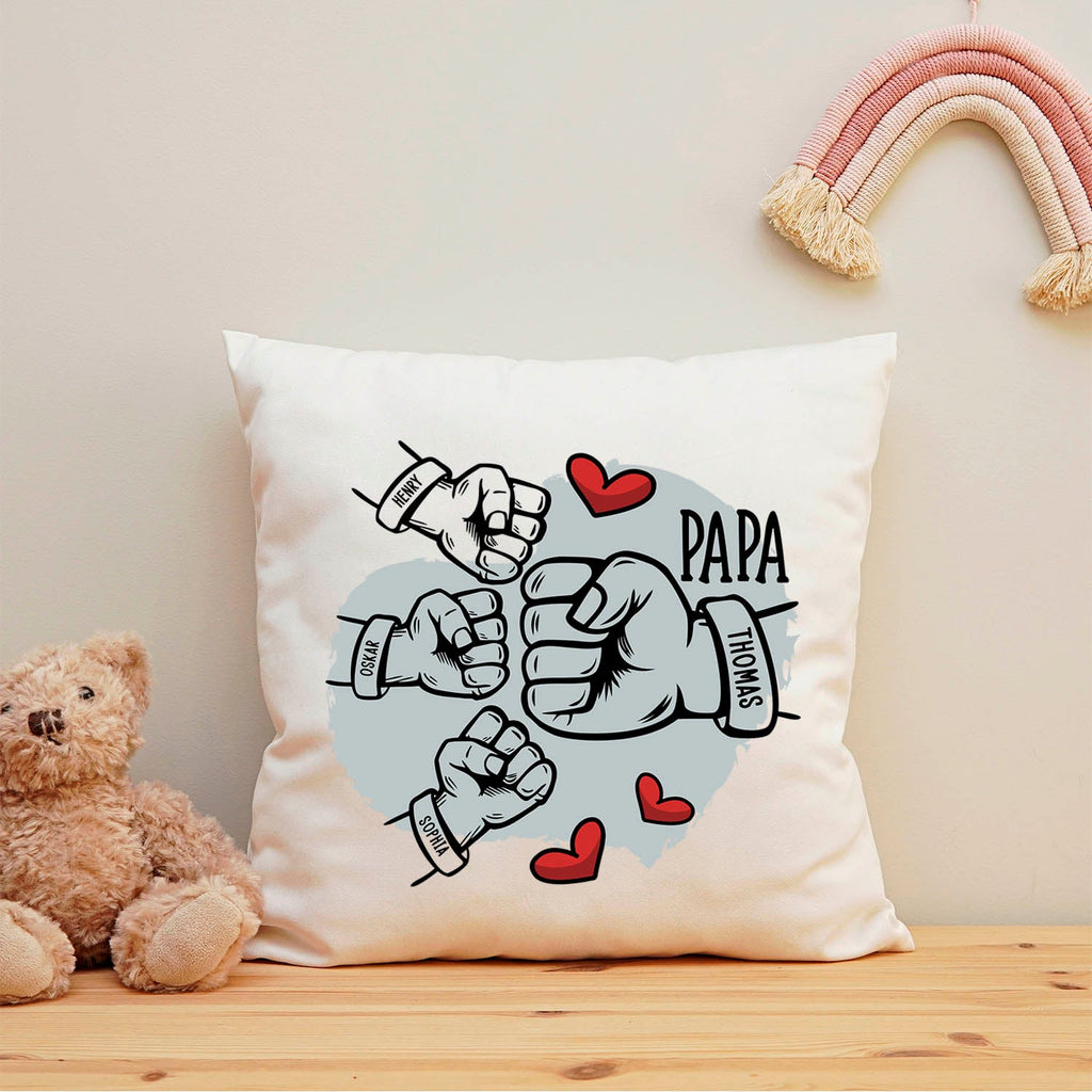 Bedrucktes Kissen mit Motiv Papa fist bump