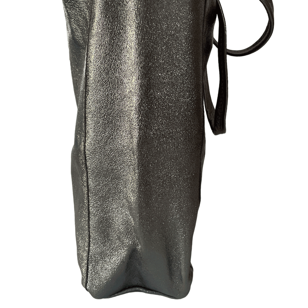 Leder Shopper mit Innentasche Altsilber