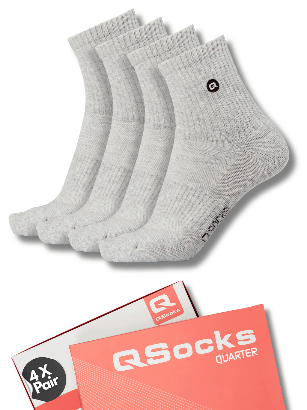 QOLONIA Quarter Socken Herren & Damen (4er Pack) – Halbhohe Tennissocken gepolstert