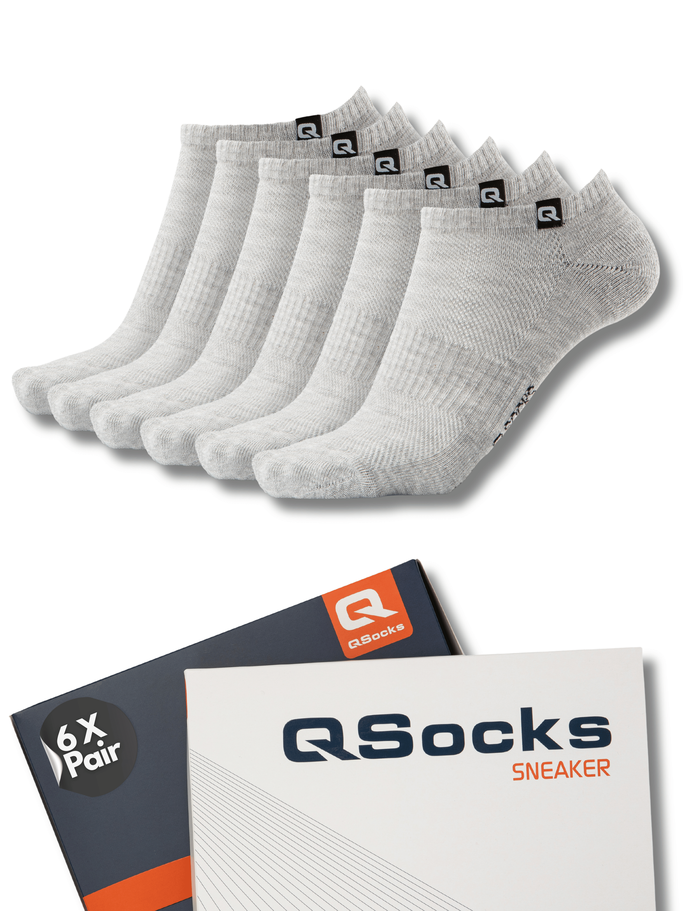 QOLONIA Sneaker Socken Damen & Herren (6er Pack) – Gepolsterte Kurzsocken aus Bio-Baumwolle