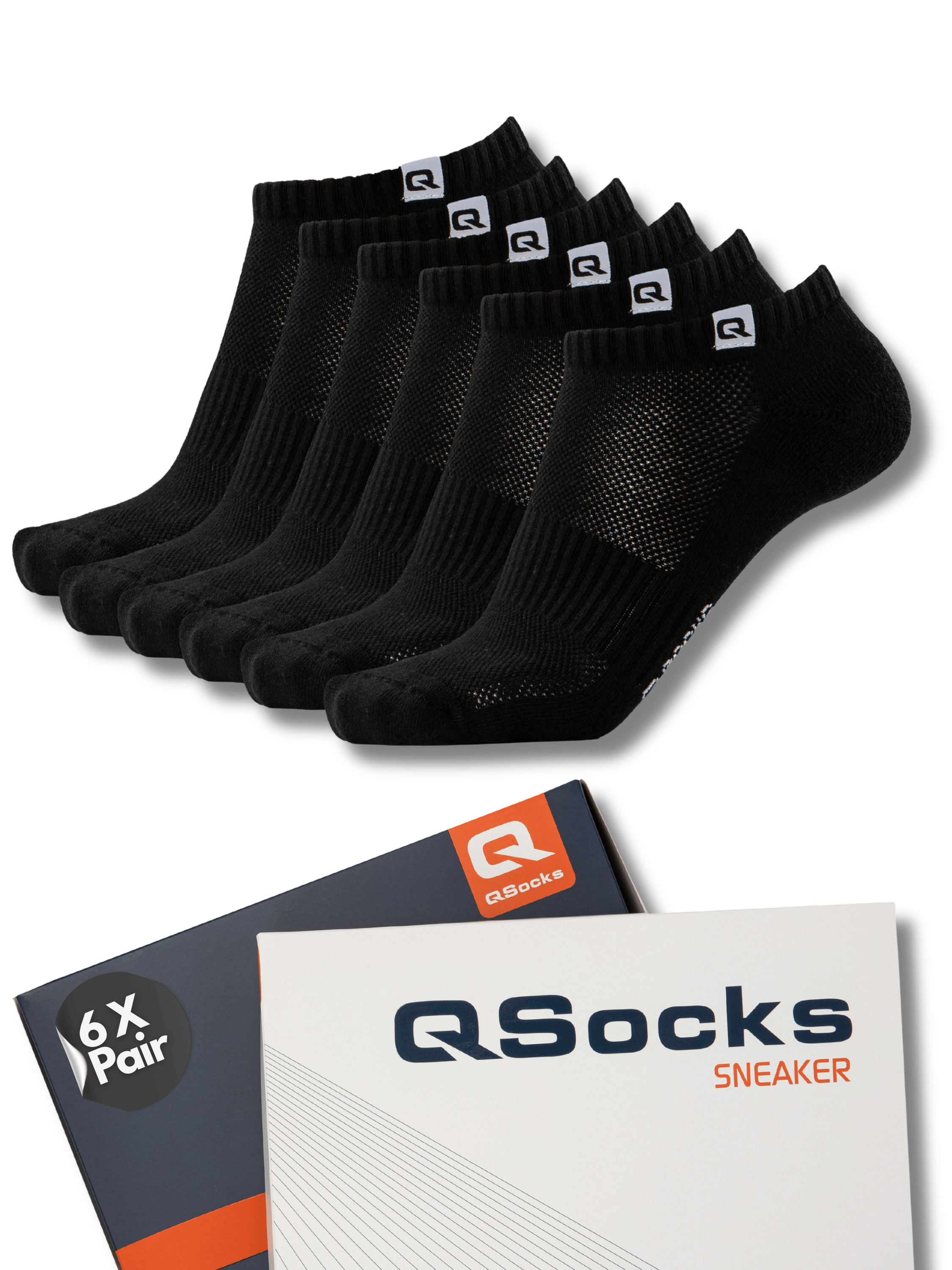 QOLONIA Sneaker Socken Damen & Herren (6er Pack) – Gepolsterte Kurzsocken aus Bio-Baumwolle