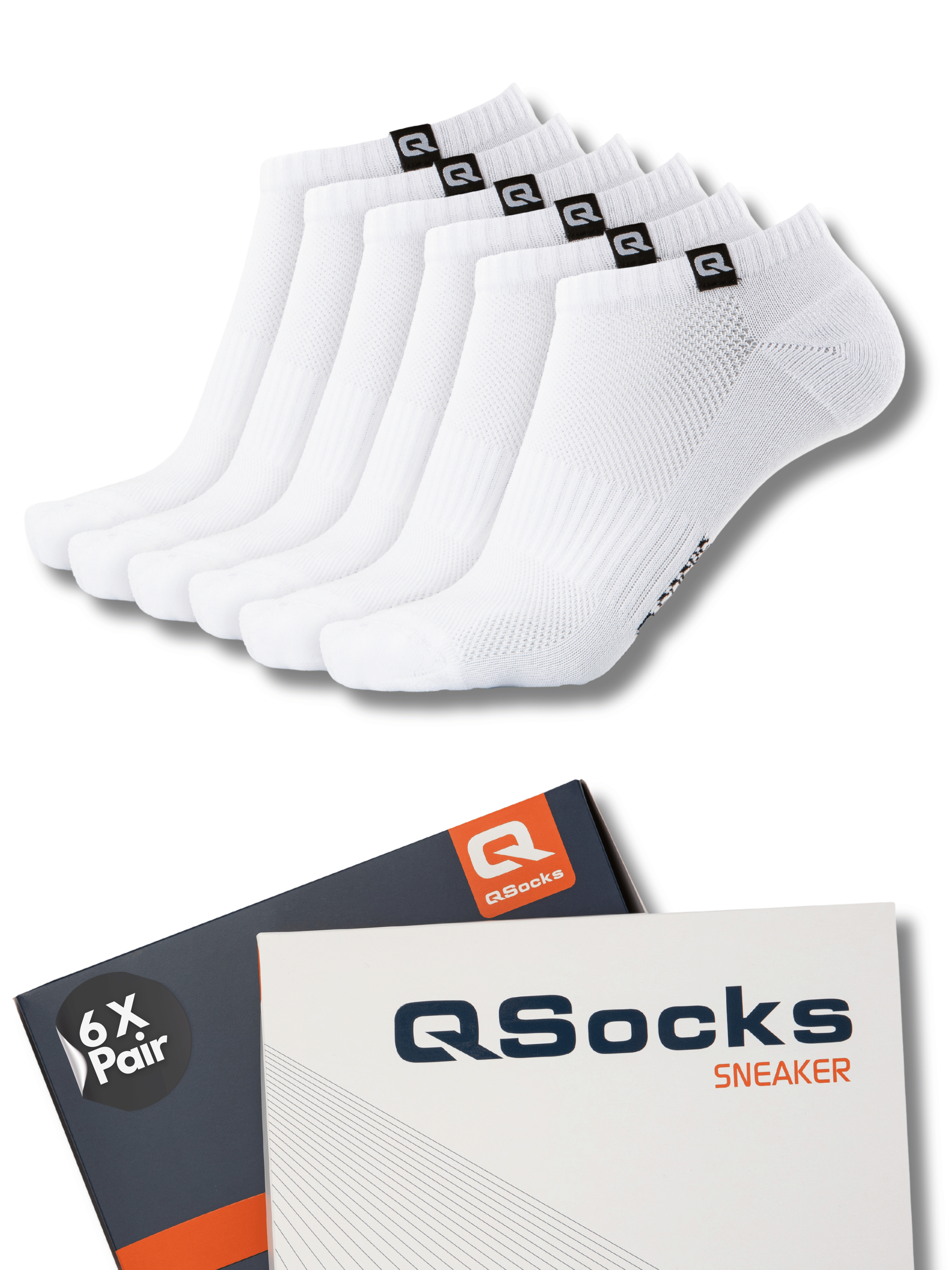 QOLONIA Sneaker Socken Damen & Herren (6er Pack) – Gepolsterte Kurzsocken aus Bio-Baumwolle