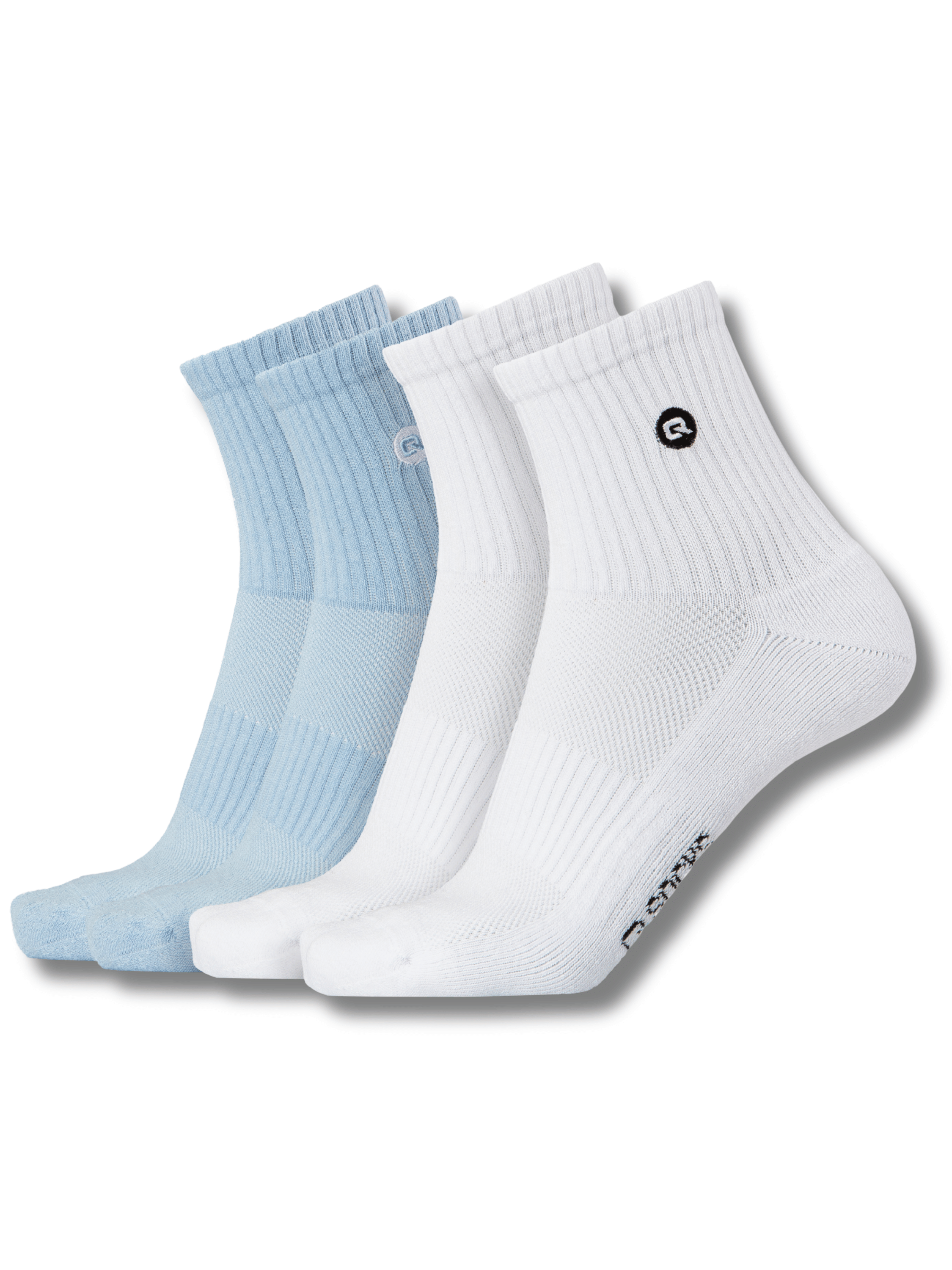 QOLONIA Quarter Socken Herren & Damen (4er Pack) – Halbhohe Tennissocken gepolstert