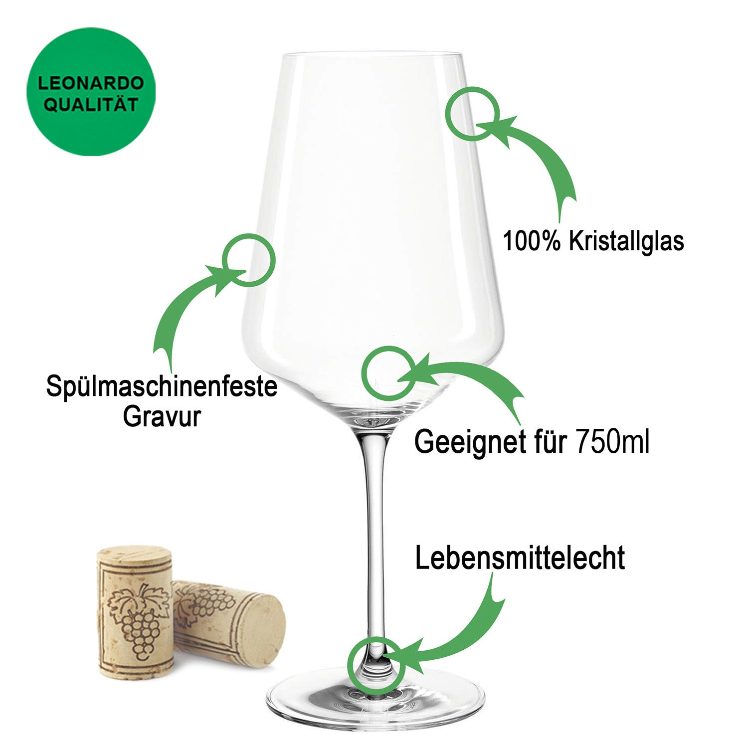 Leonardo Puccini Weingläser 750 ml im Prost Design mit Namen