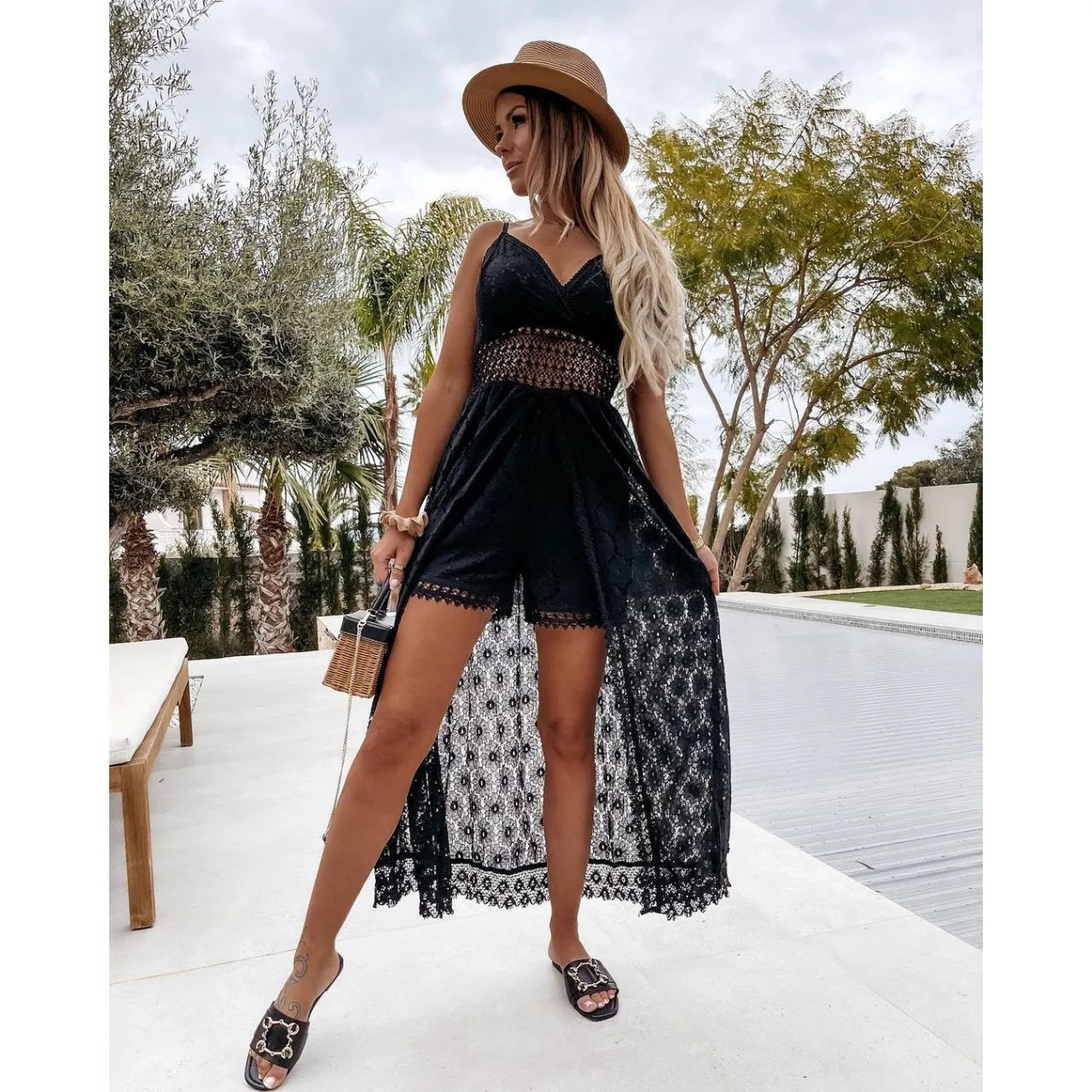 Boho style girl dress white cotton lace sleeveless long summer