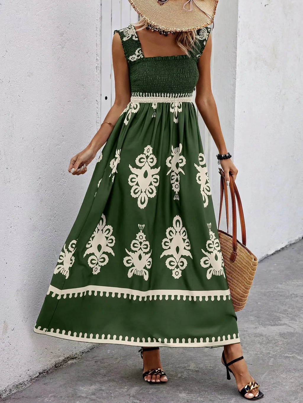 Girls floral long dress beach summer street style dress
