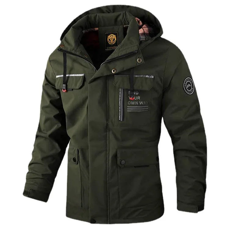 New stylish hooded windbreaker fleece lined jacket