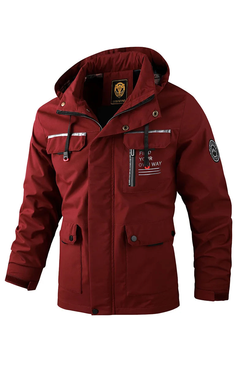 New stylish hooded windbreaker fleece lined jacket