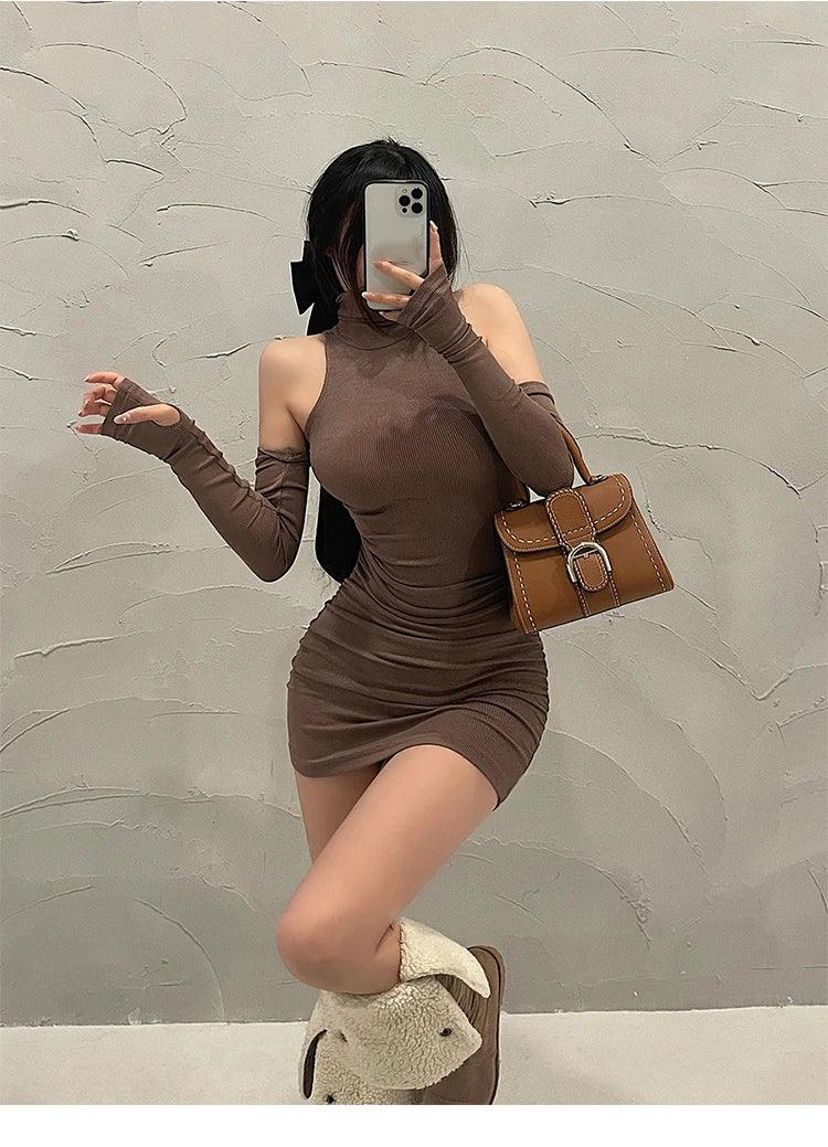 Girls sleeveless pleated mini dress korean style