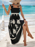 Girls floral long dress beach summer street style dress