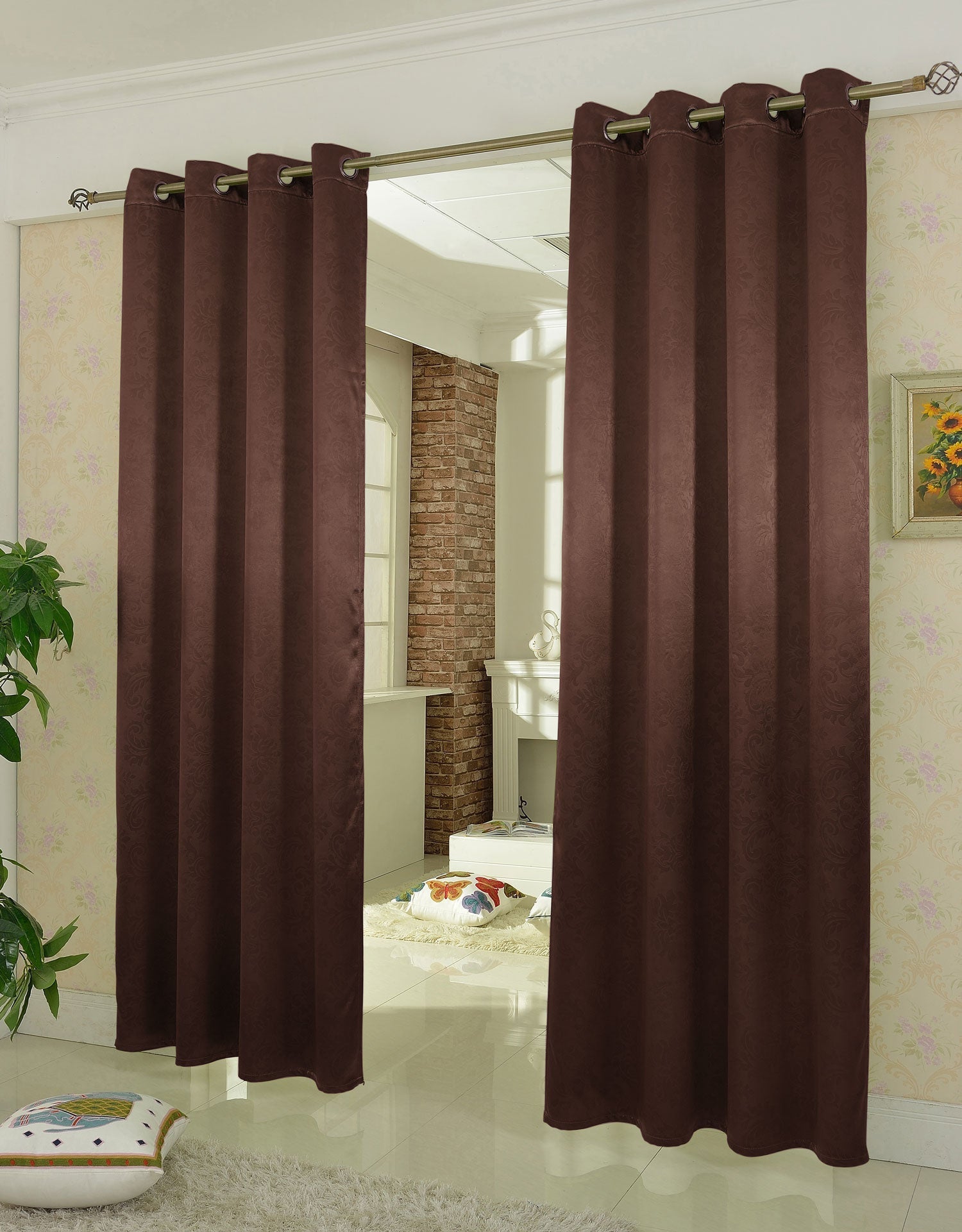 Satin Emboss / Reliefprägung bemustert Vorhang Gardine, Barock, 20370