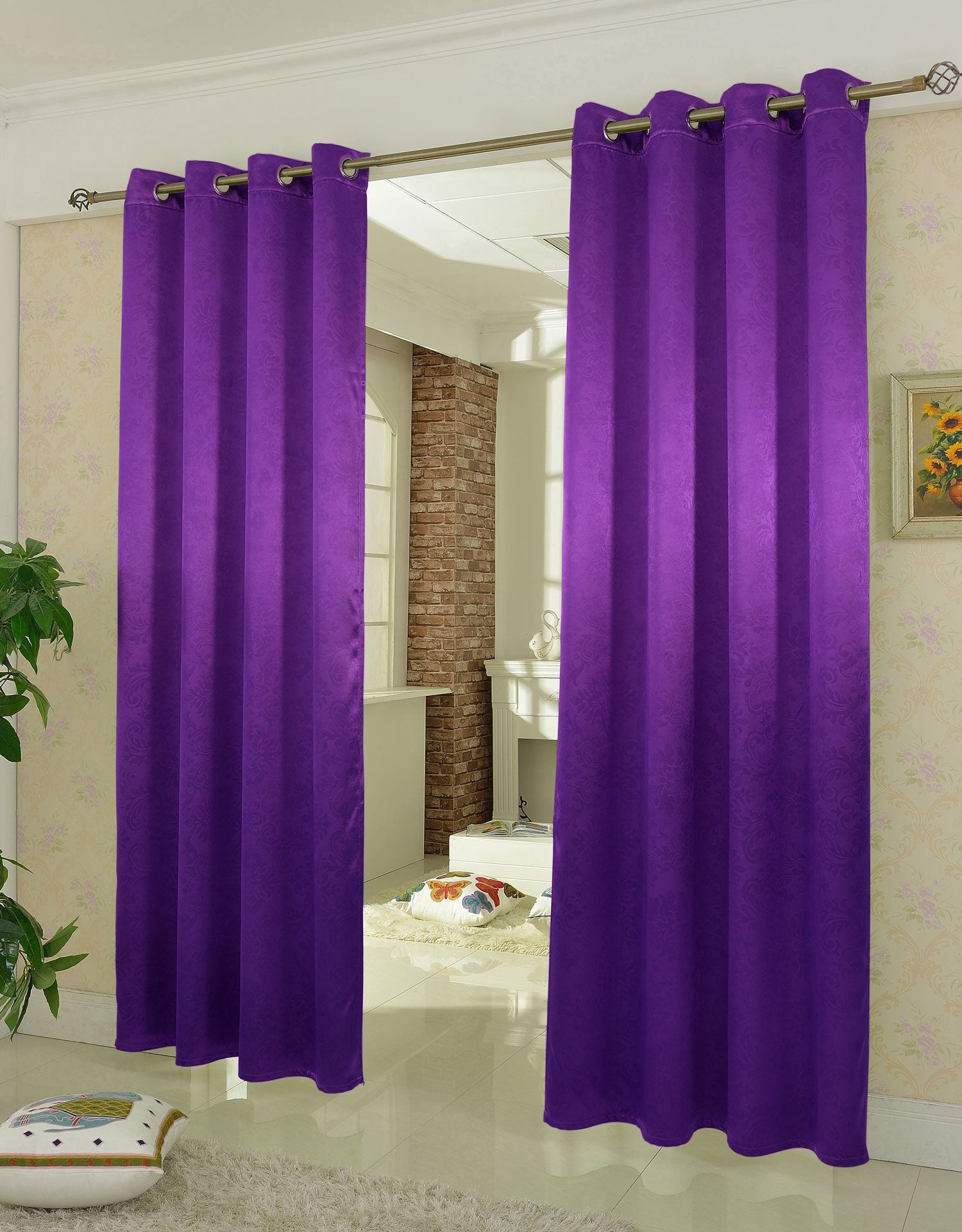 Satin Emboss / Reliefprägung bemustert Vorhang Gardine, Barock, 20370