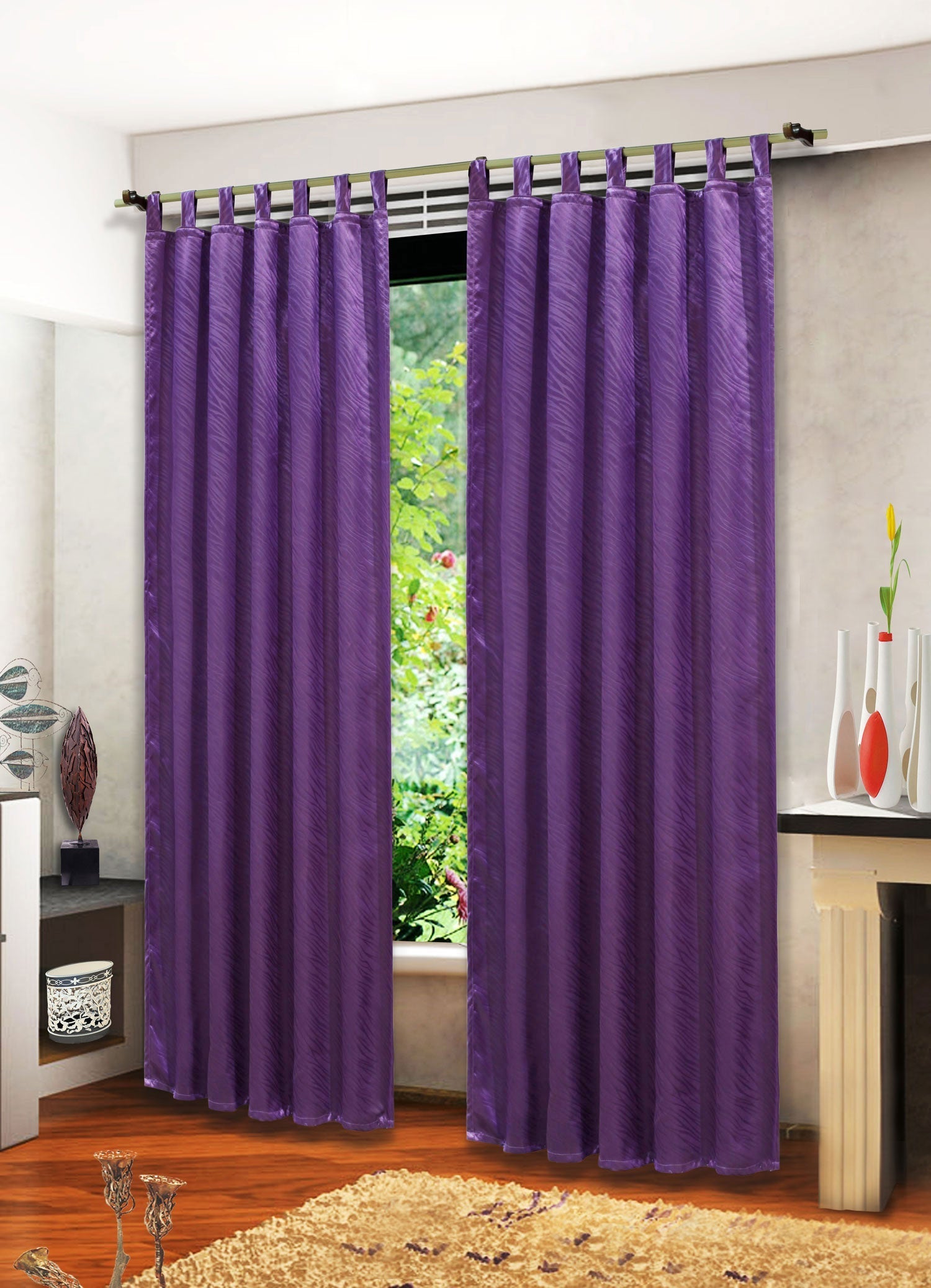Satin Emboss / Reliefprägung bemustert Vorhang Gardine Zebra  -20381- Blickdicht zum Verdunkeln mit Schlaufen und eingenähtem Kräuselband,  (Höhe x Breite in cm) 20381