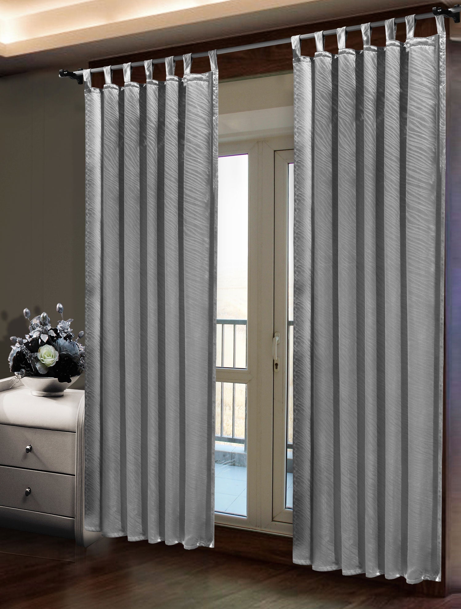 Satin Emboss / Reliefprägung bemustert Vorhang Gardine Zebra  -20381- Blickdicht zum Verdunkeln mit Schlaufen und eingenähtem Kräuselband,  (Höhe x Breite in cm) 20381