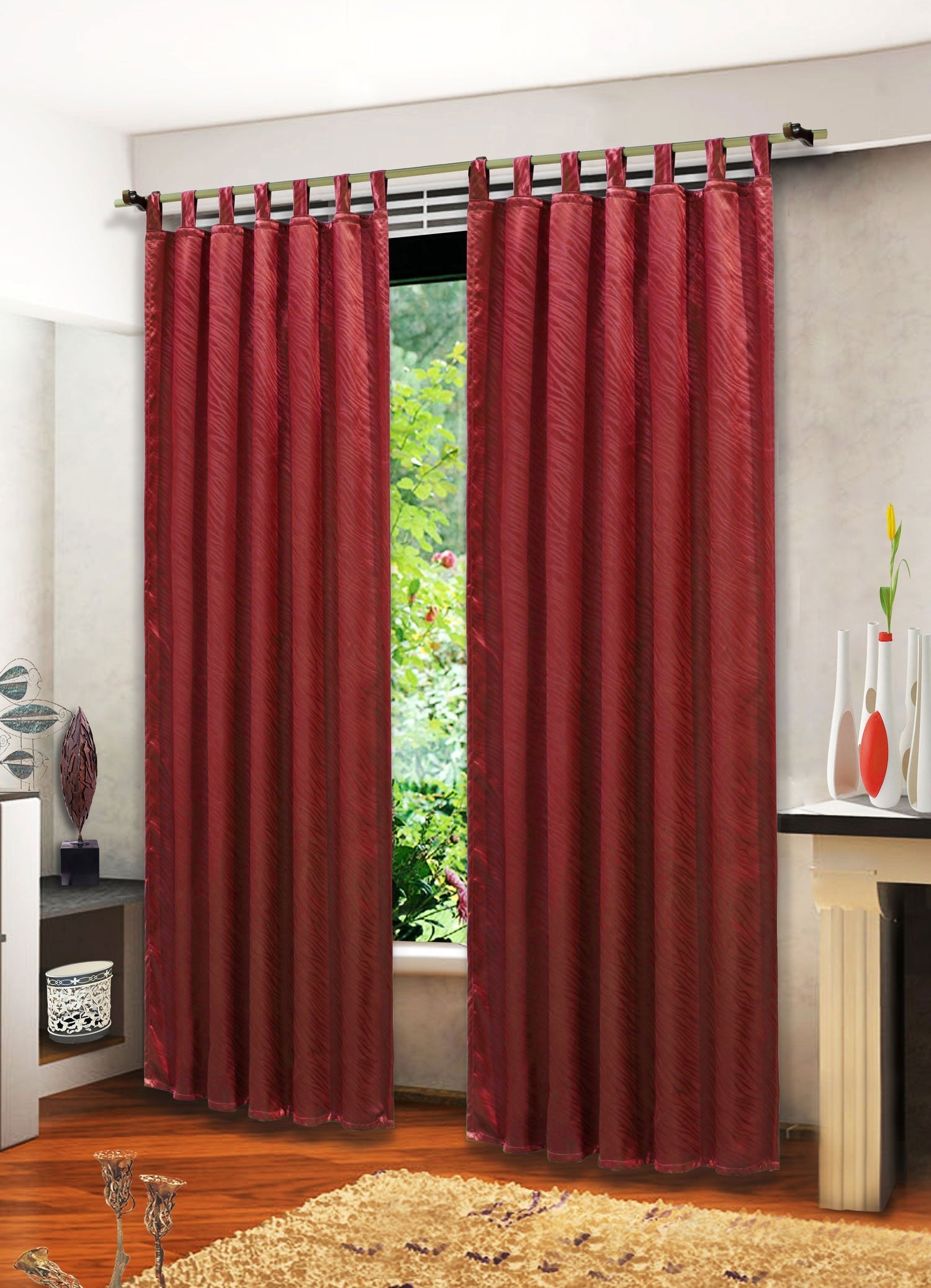 Satin Emboss / Reliefprägung bemustert Vorhang Gardine Zebra  -20381- Blickdicht zum Verdunkeln mit Schlaufen und eingenähtem Kräuselband,  (Höhe x Breite in cm) 20381
