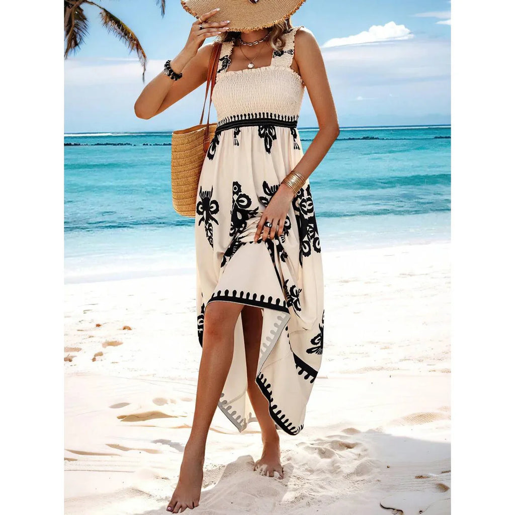 Girls floral long dress beach summer street style dress