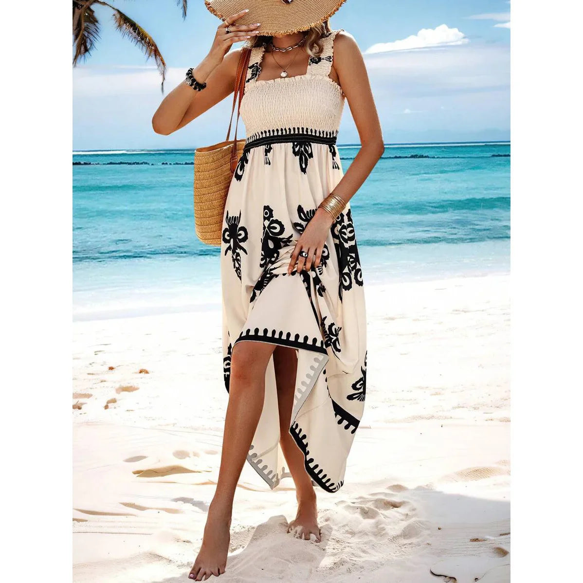 Girls floral long dress beach summer street style dress