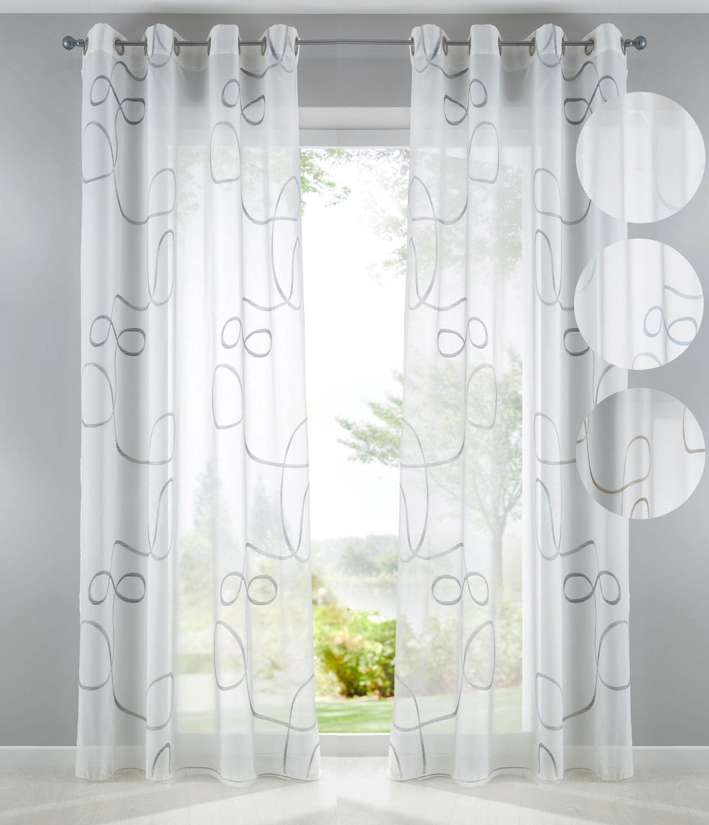 Schal Gardine Ösen Bursa Transparent Linienmuster Ösen Voile 10000149