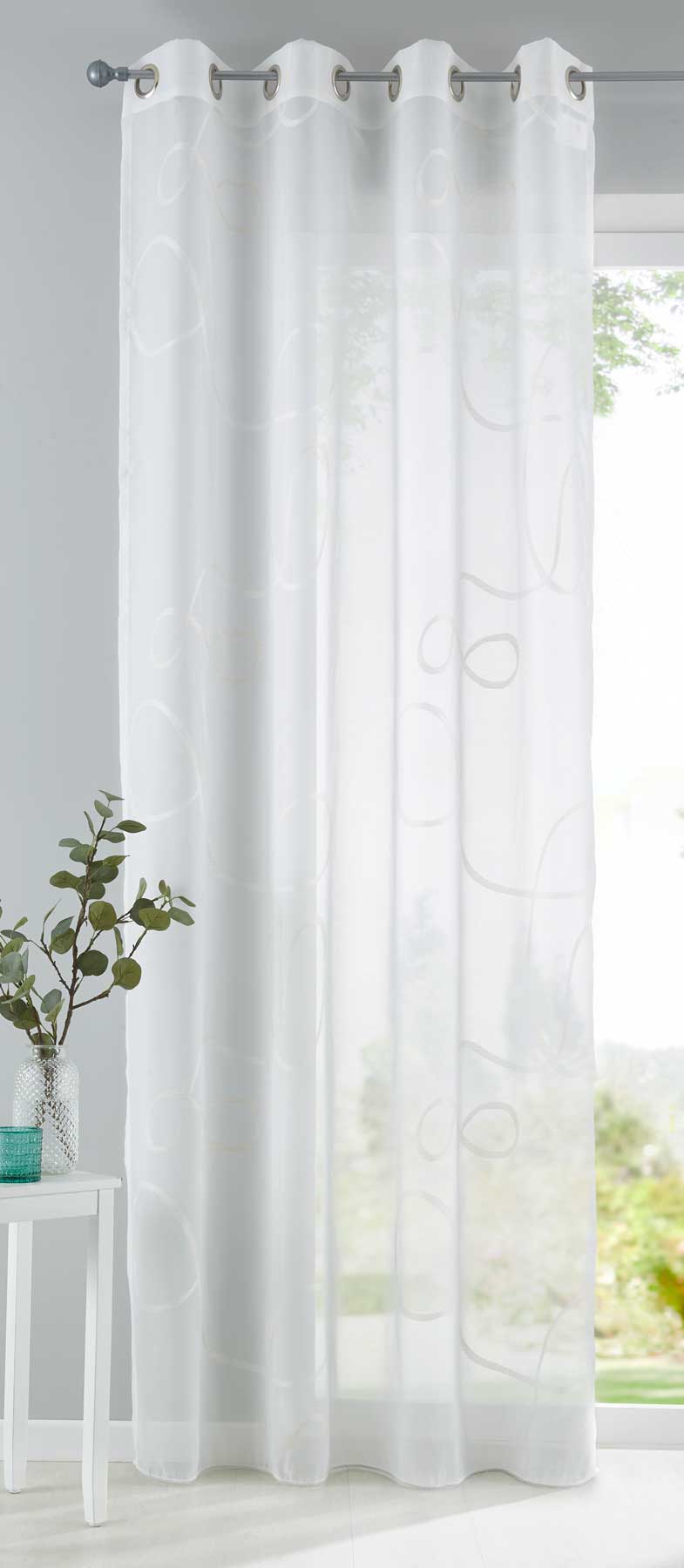 Schal Gardine Ösen Bursa Transparent Linienmuster Ösen Voile 10000149