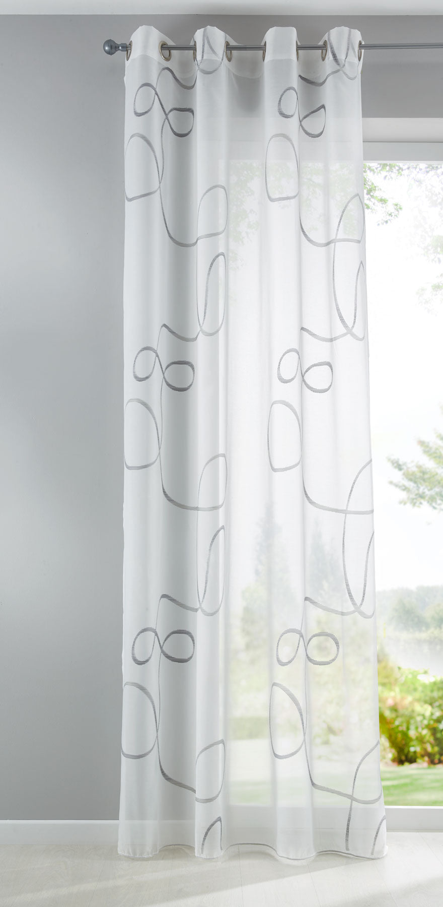 Schal Gardine Ösen Bursa Transparent Linienmuster Ösen Voile 10000149