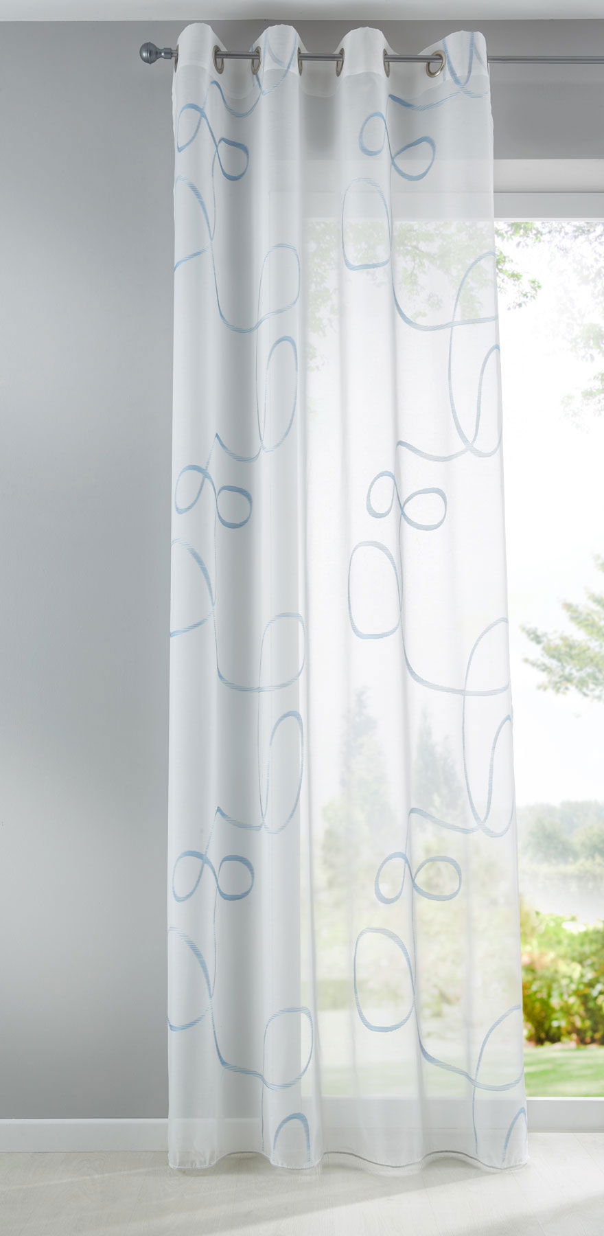 Schal Gardine Ösen Bursa Transparent Linienmuster Ösen Voile 10000149