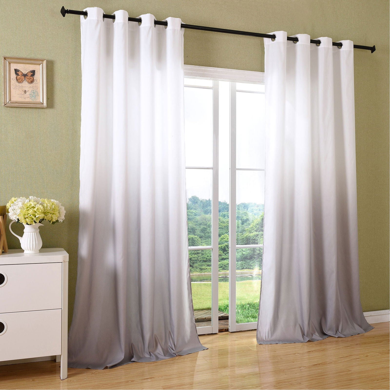 Schal blickdicht Vorhang Ösen Gardine Microsatin Farbverlauf Microfaser 204252