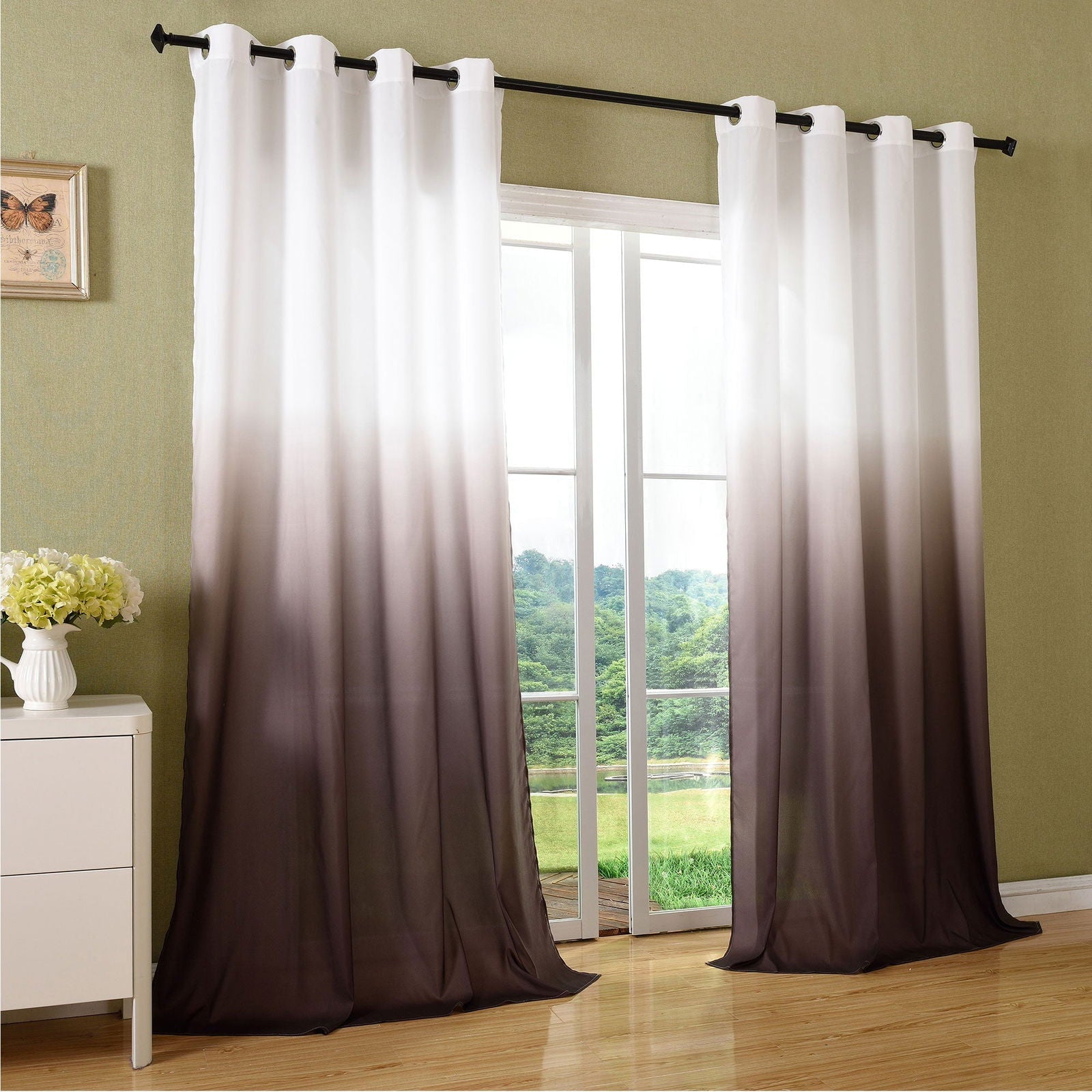 Schal blickdicht Vorhang Ösen Gardine Microsatin Farbverlauf Microfaser 204252