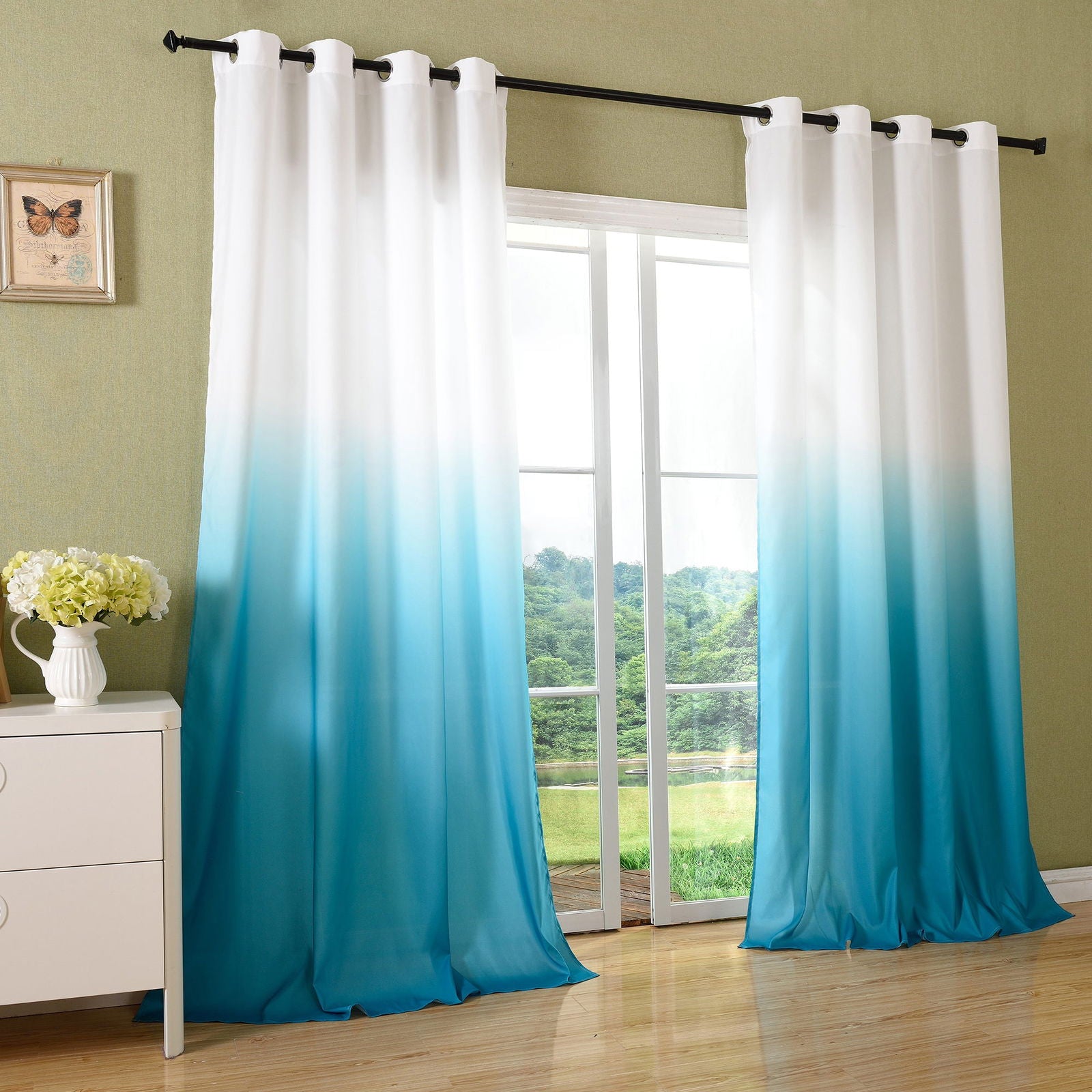 Schal blickdicht Vorhang Ösen Gardine Microsatin Farbverlauf Microfaser 204252